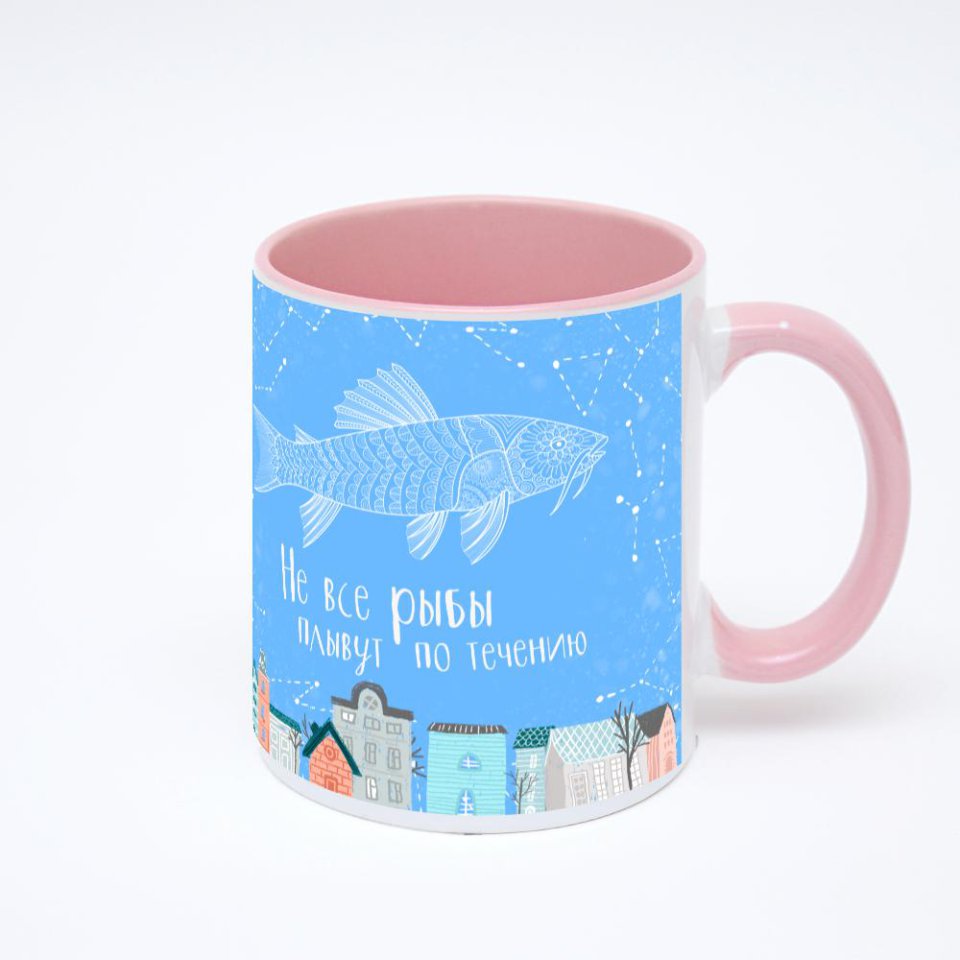 Розовая кружка с фотопечатью