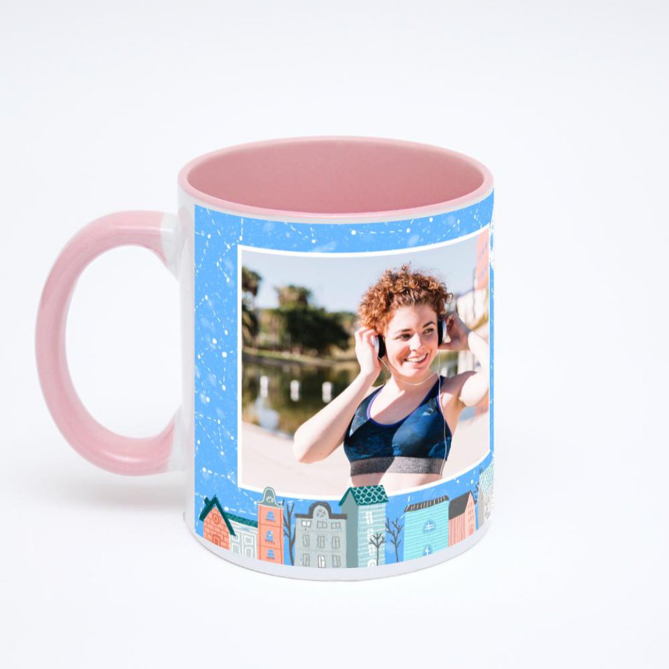 Розовая кружка с фотопечатью