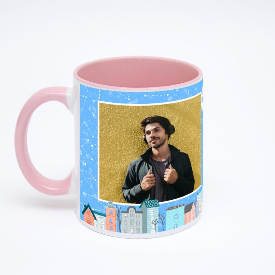 Розовая кружка с фотопечатью