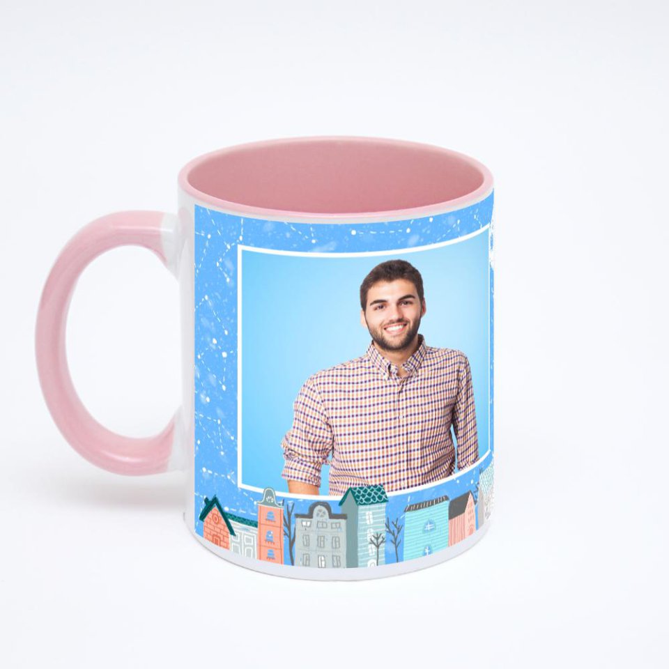 Розовая кружка с фотопечатью