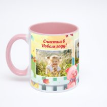 Розовая кружка с фотопечатью