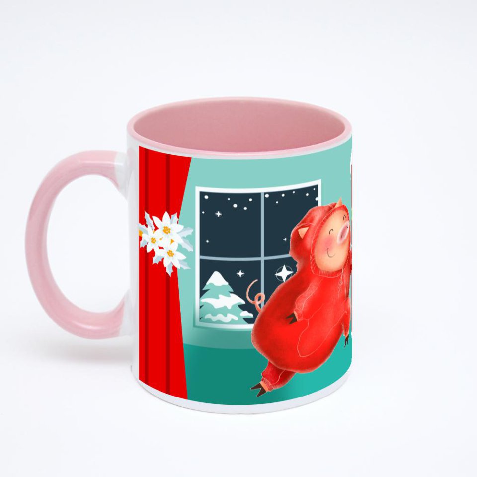 Розовая кружка с фотопечатью