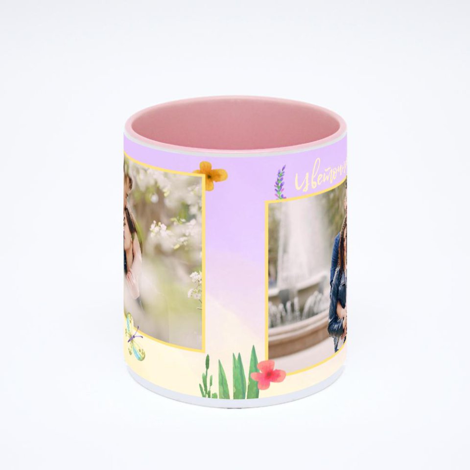 Розовая кружка с фотопечатью