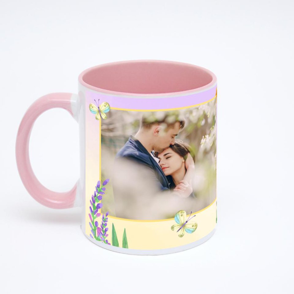 Розовая кружка с фотопечатью