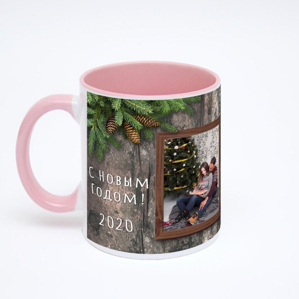 Розовая кружка с фотопечатью