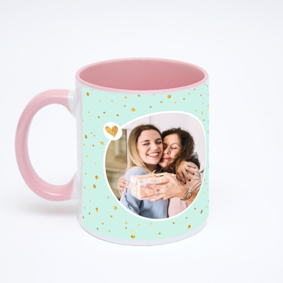 Розовая кружка с фотопечатью