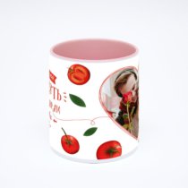 Розовая кружка с фотопечатью