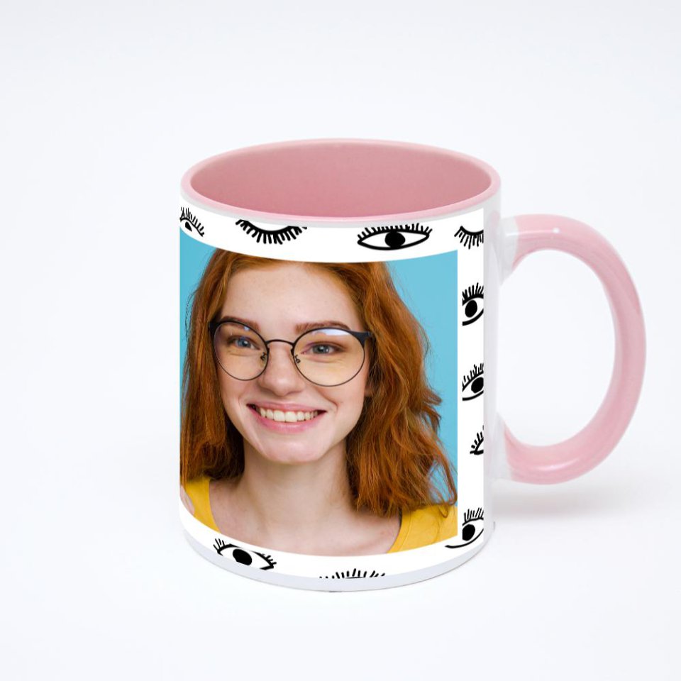Розовая кружка с фотопечатью