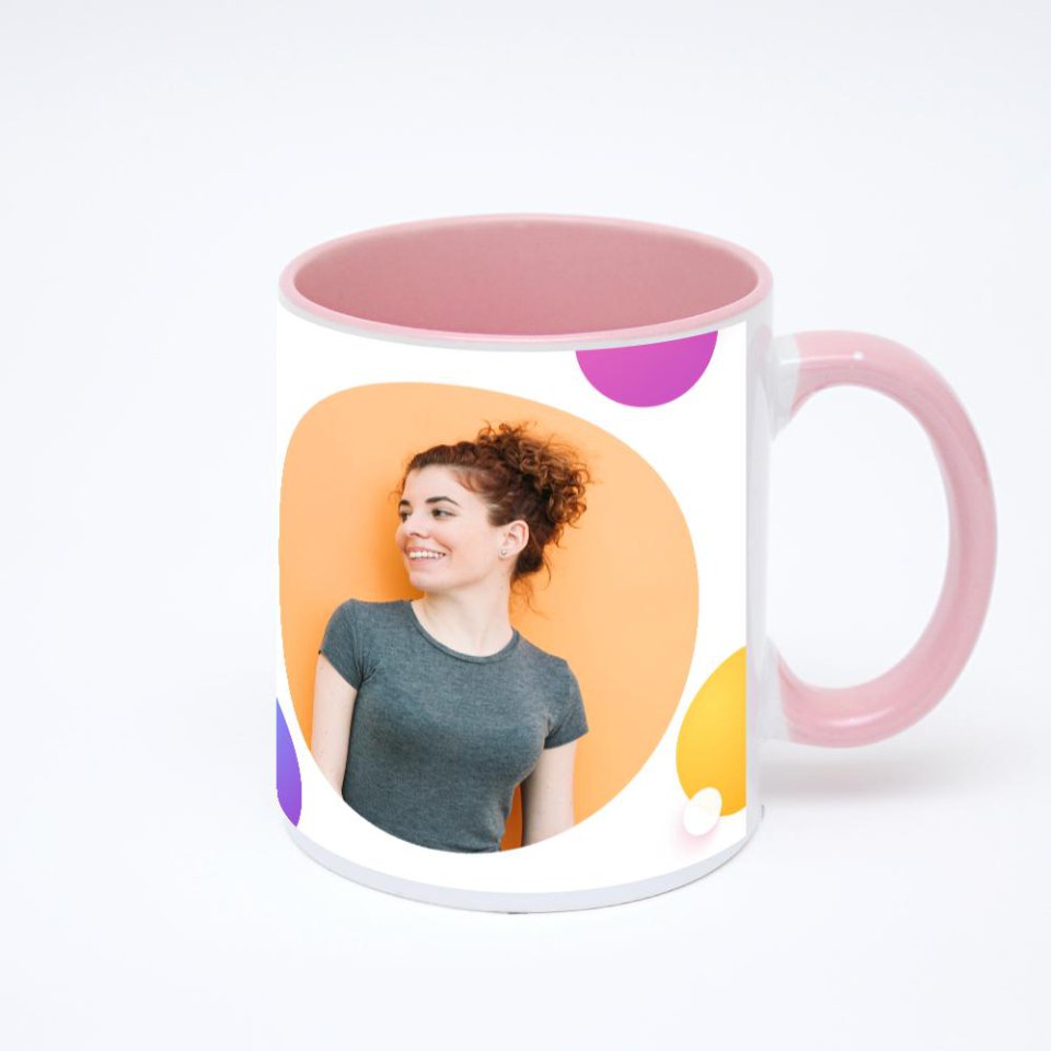 Розовая кружка с фотопечатью