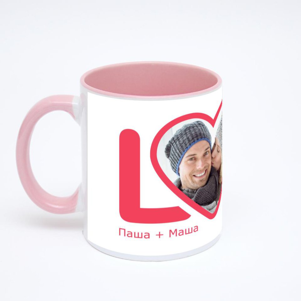 Розовая кружка с фотопечатью