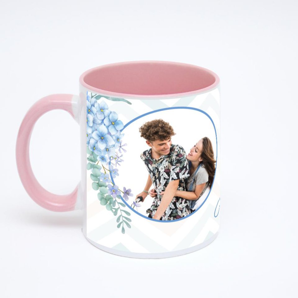 Розовая кружка с фотопечатью