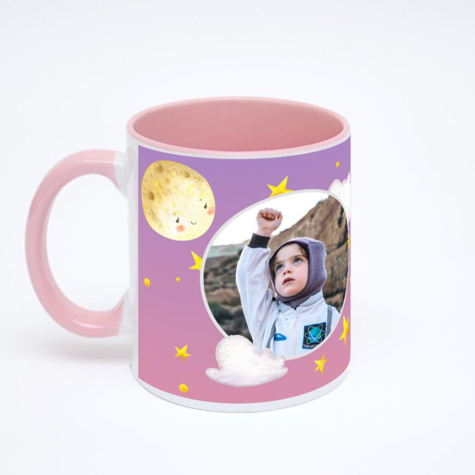 Розовая кружка с фотопечатью