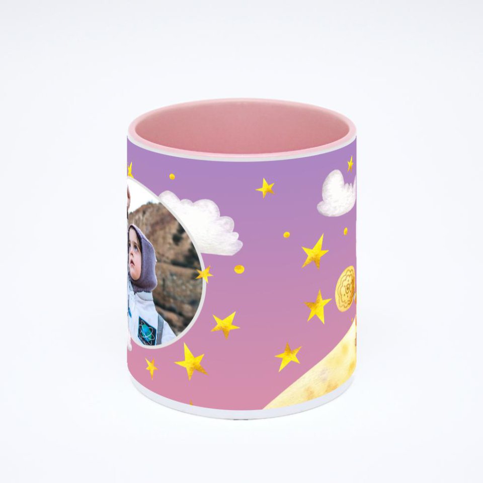 Розовая кружка с фотопечатью