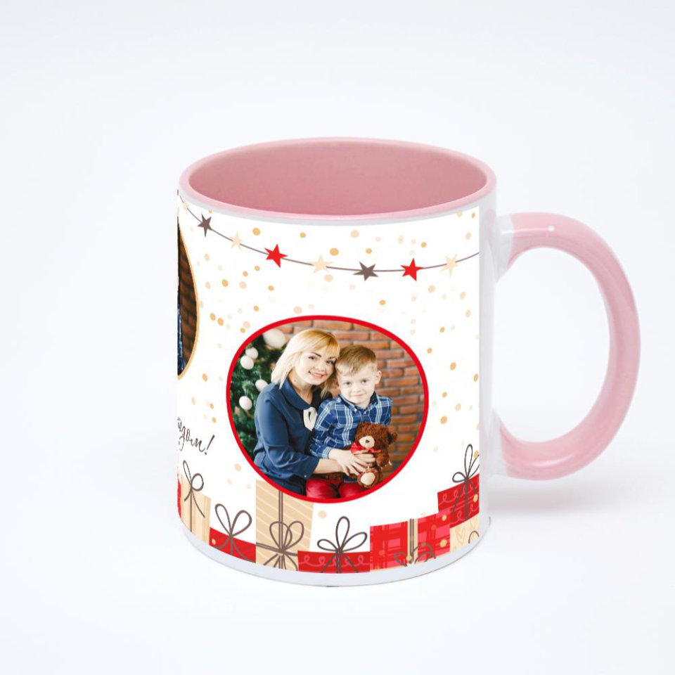 Розовая кружка с фотопечатью