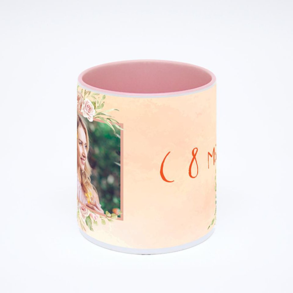 Розовая кружка с фотопечатью