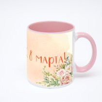 Розовая кружка с фотопечатью