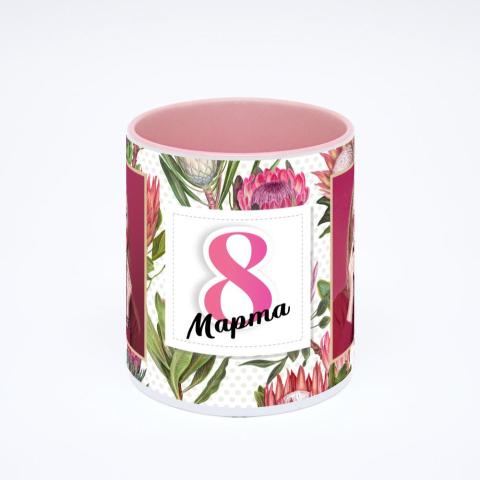 Розовая кружка с фотопечатью