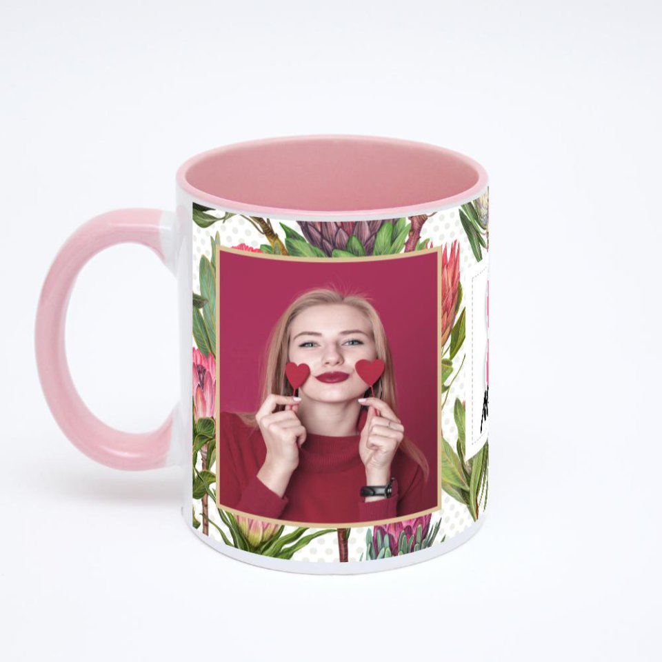 Розовая кружка с фотопечатью