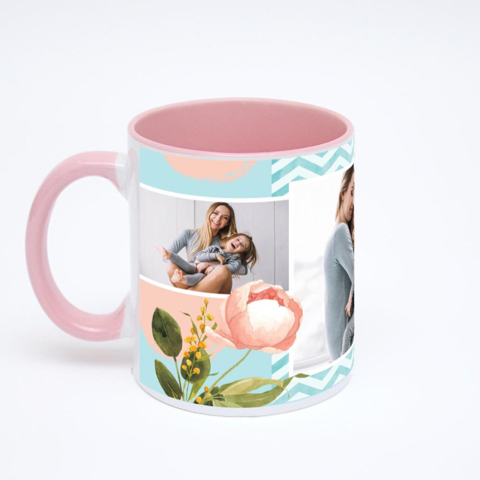 Розовая кружка с фотопечатью