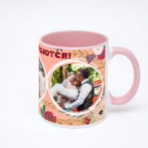Розовая кружка с фотопечатью