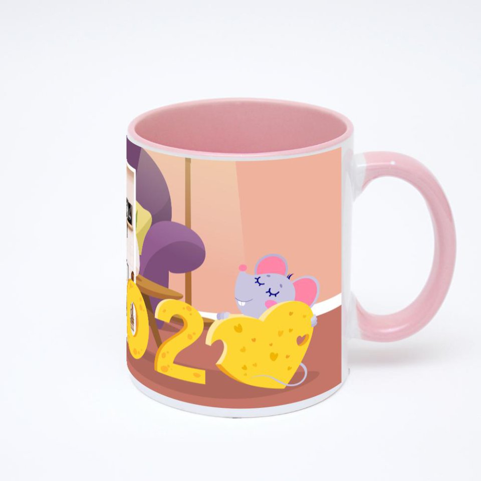 Розовая кружка с фотопечатью