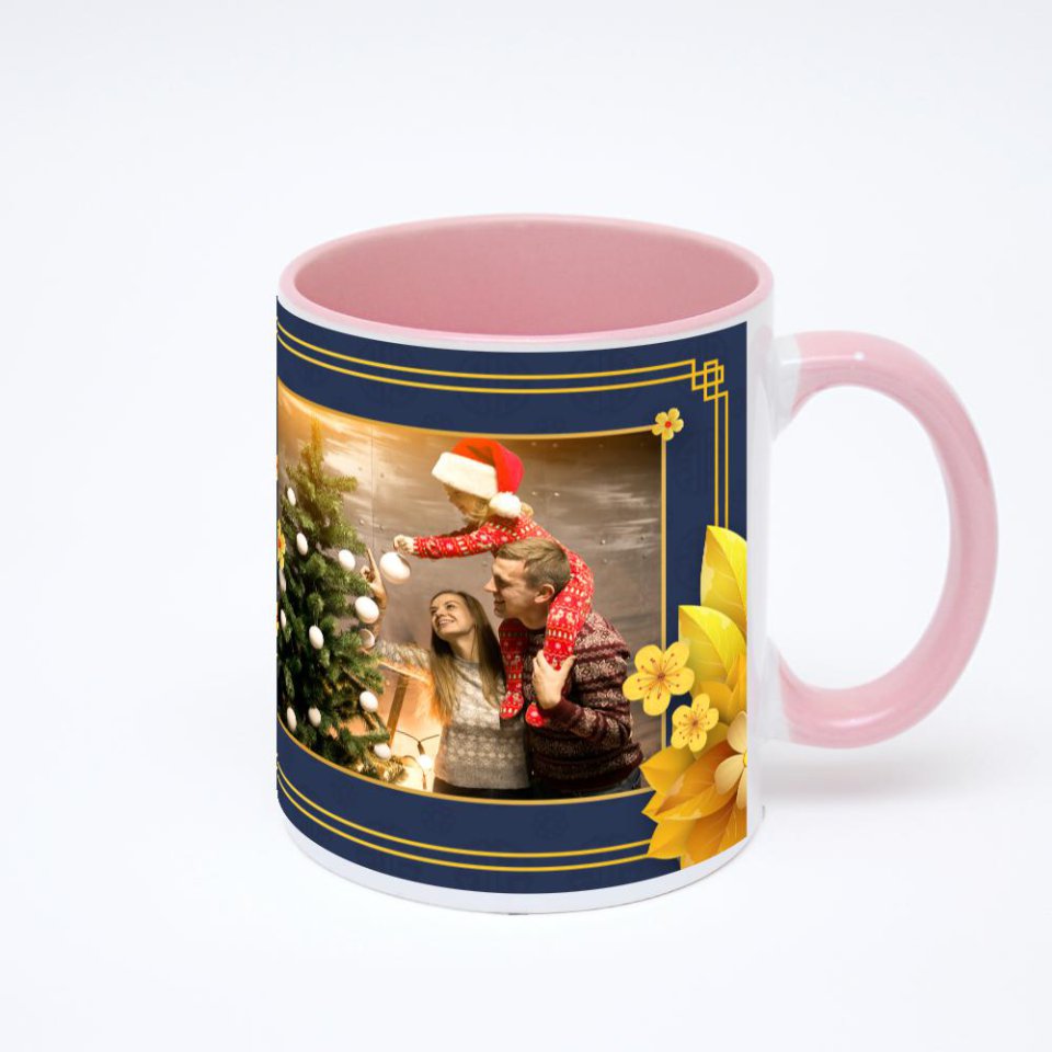 Розовая кружка с фотопечатью