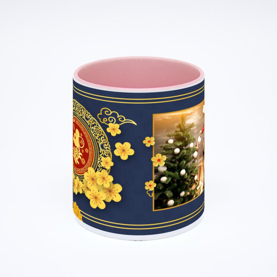 Розовая кружка с фотопечатью