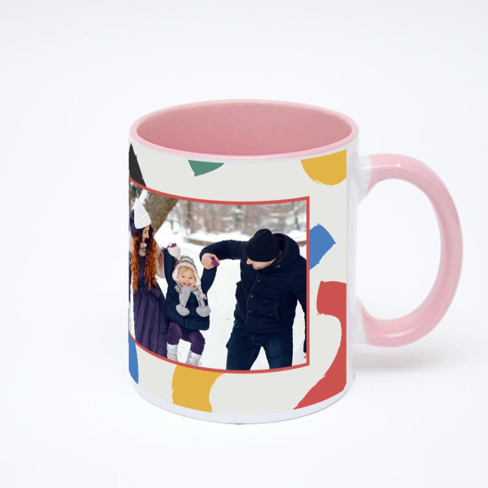 Розовая кружка с фотопечатью