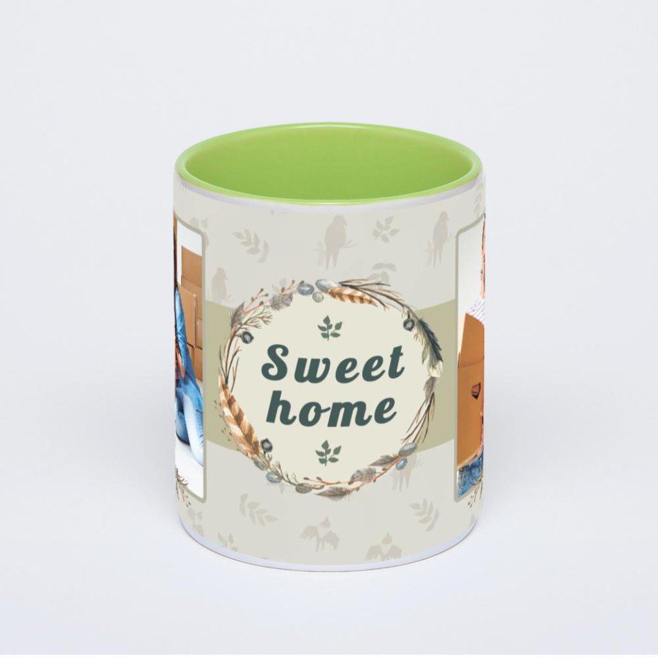 Салатовая кружка с фотопечатью