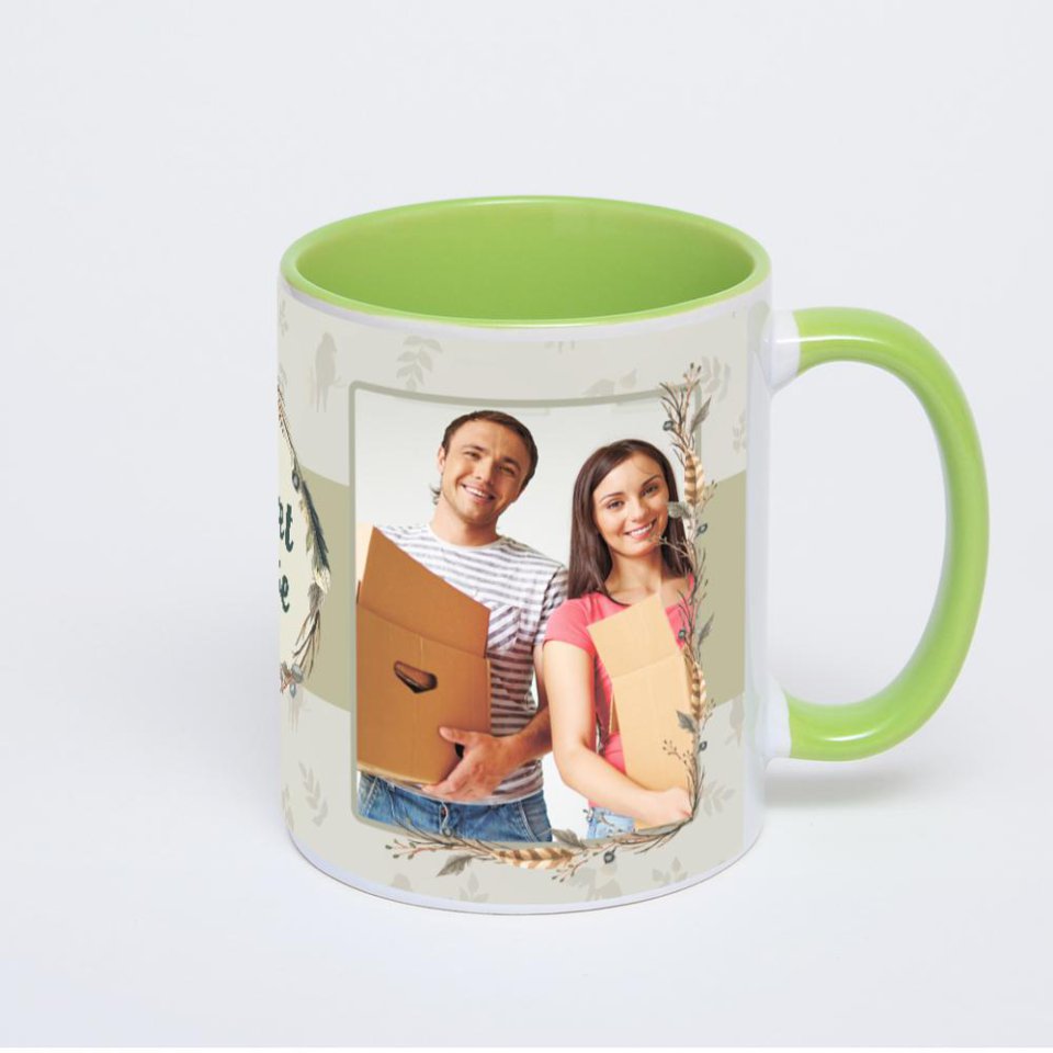 Салатовая кружка с фотопечатью