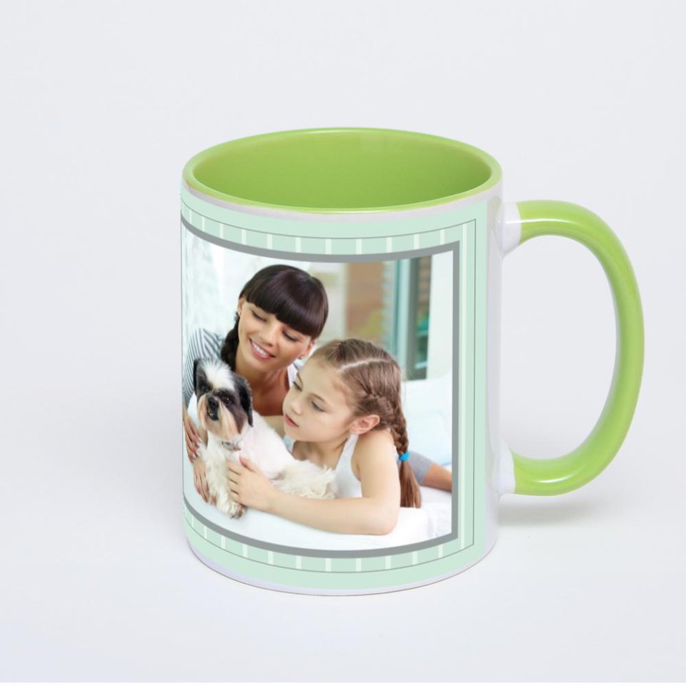 Салатовая кружка с фотопечатью