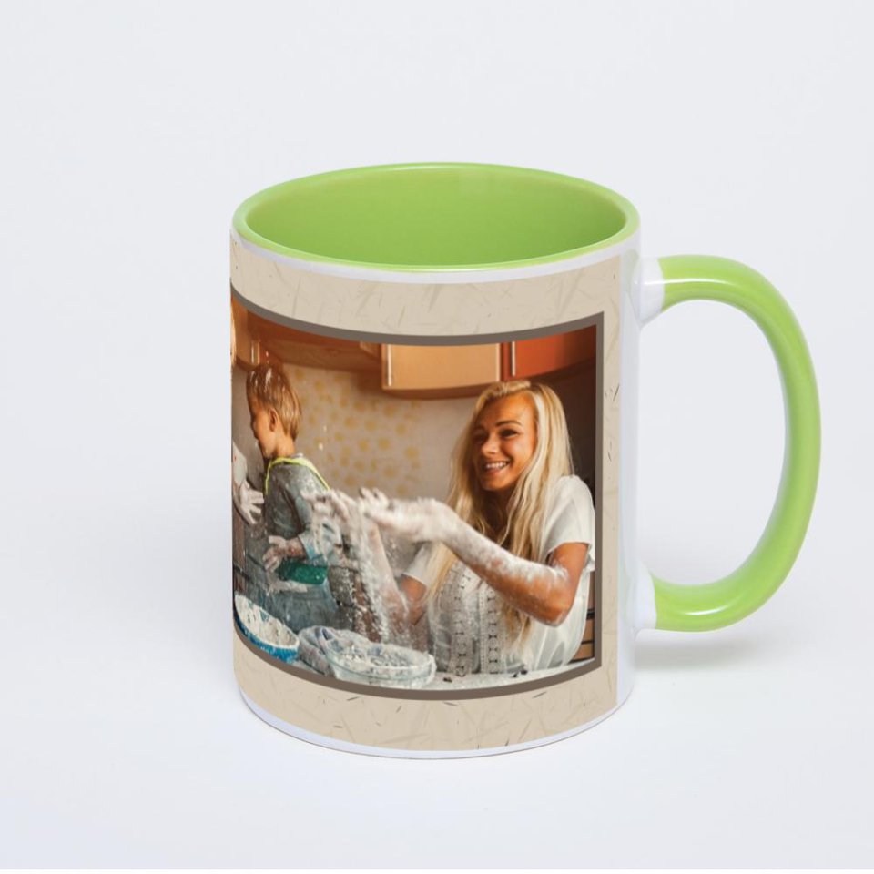 Салатовая кружка с фотопечатью