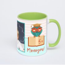 Салатовая кружка с фотопечатью