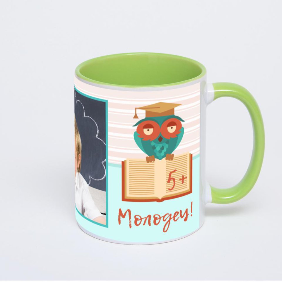 Салатовая кружка с фотопечатью