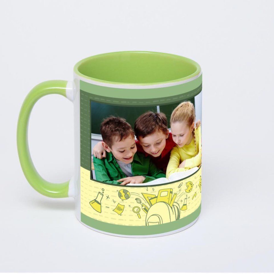 Салатовая кружка с фотопечатью