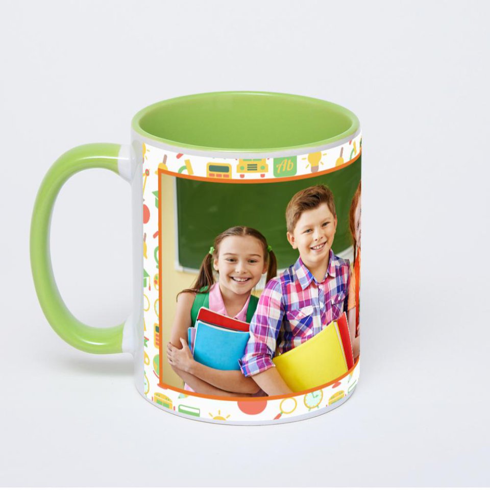 Салатовая кружка с фотопечатью