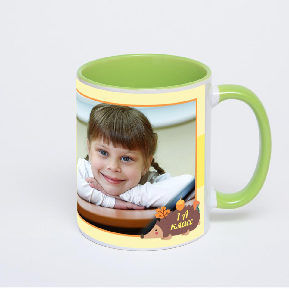 Салатовая кружка с фотопечатью