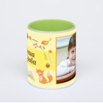 Салатовая кружка с фотопечатью