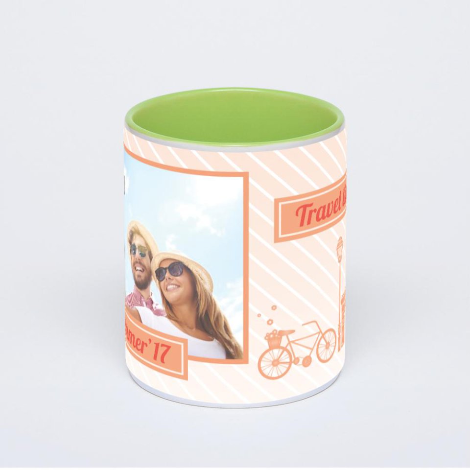 Салатовая кружка с фотопечатью