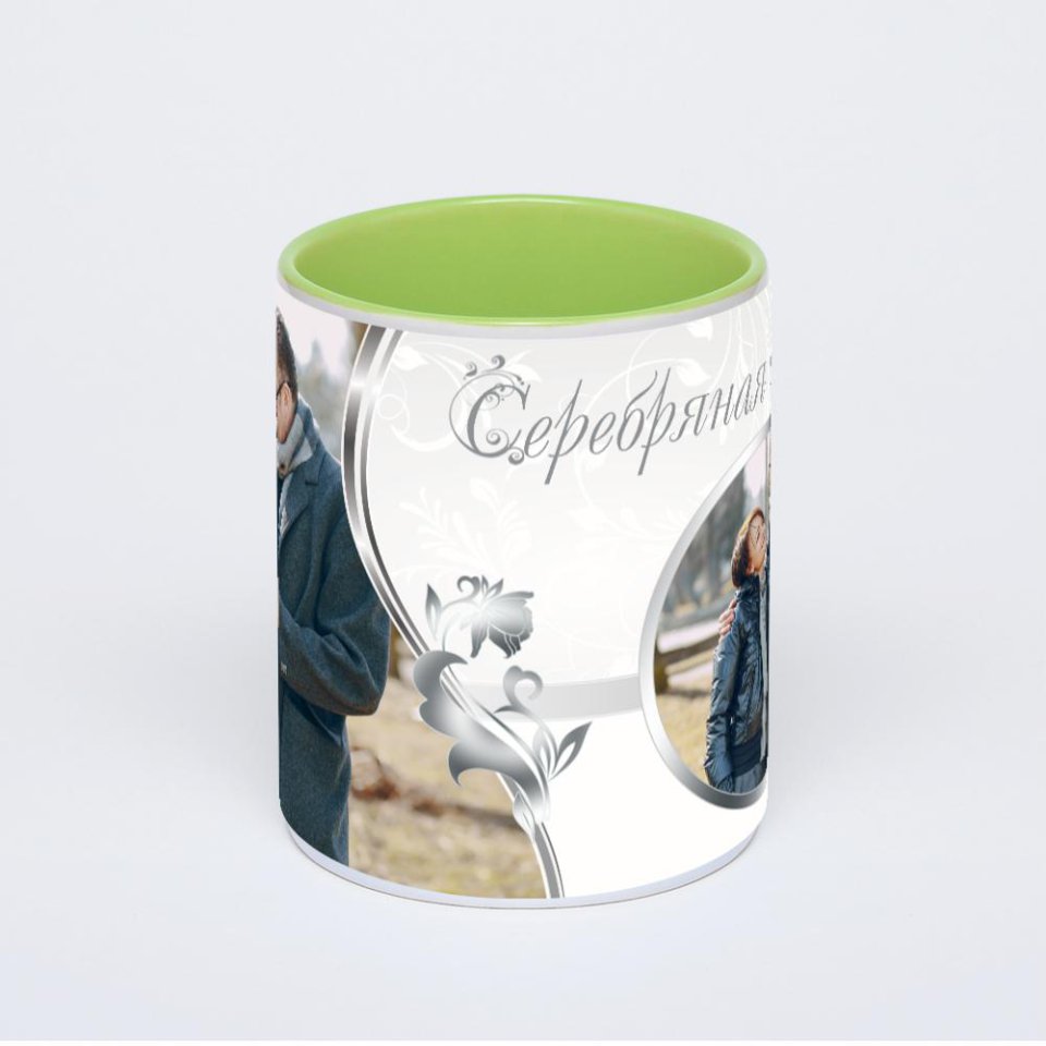 Салатовая кружка с фотопечатью