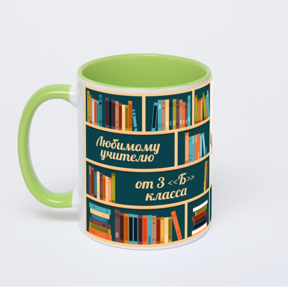 Салатовая кружка с фотопечатью