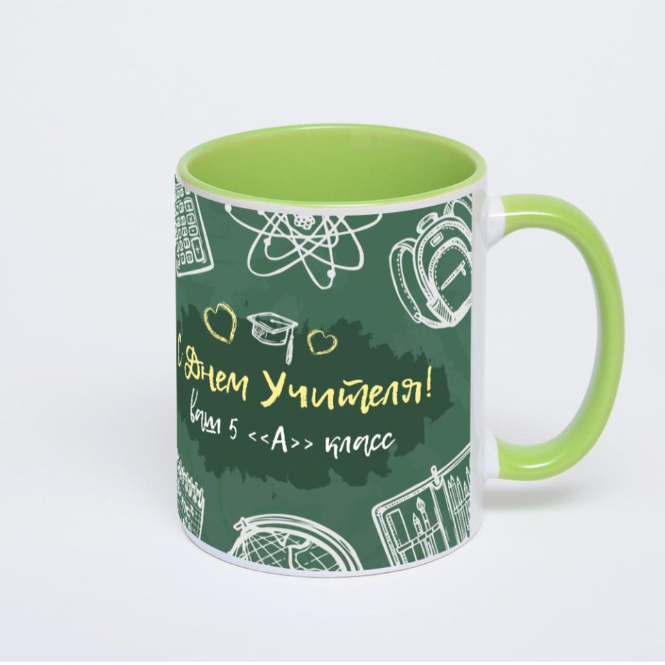 Салатовая кружка с фотопечатью