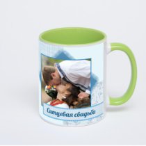 Салатовая кружка с фотопечатью