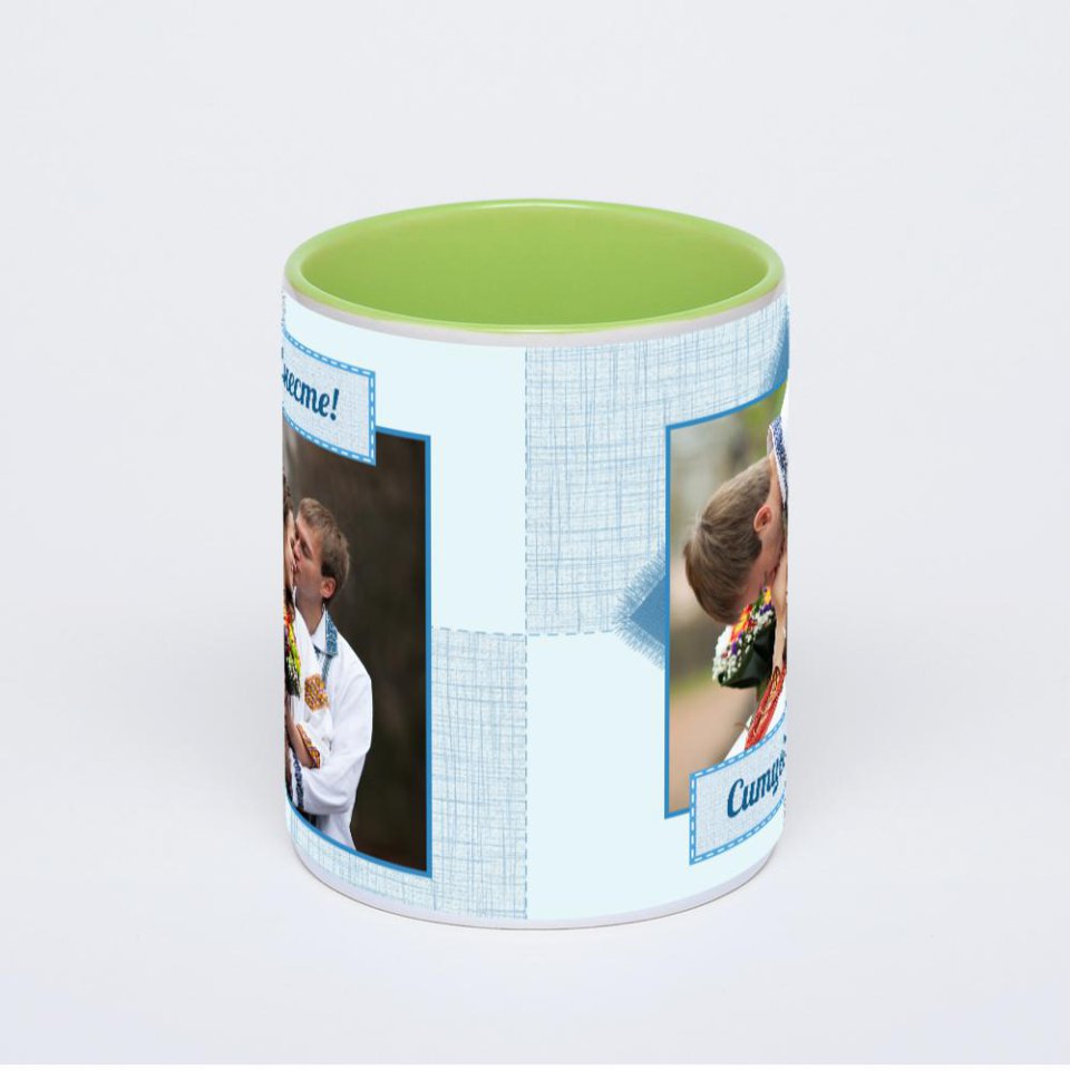 Салатовая кружка с фотопечатью