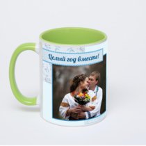 Салатовая кружка с фотопечатью