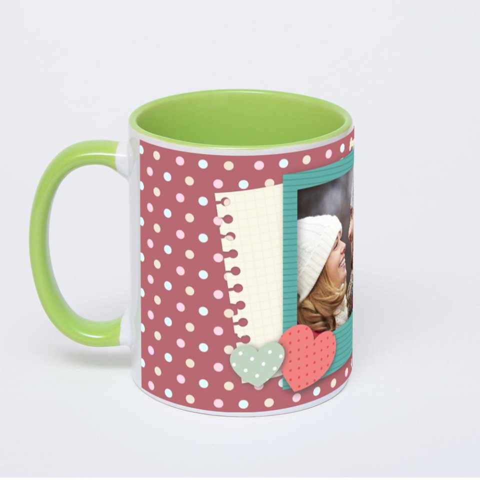 Салатовая кружка с фотопечатью