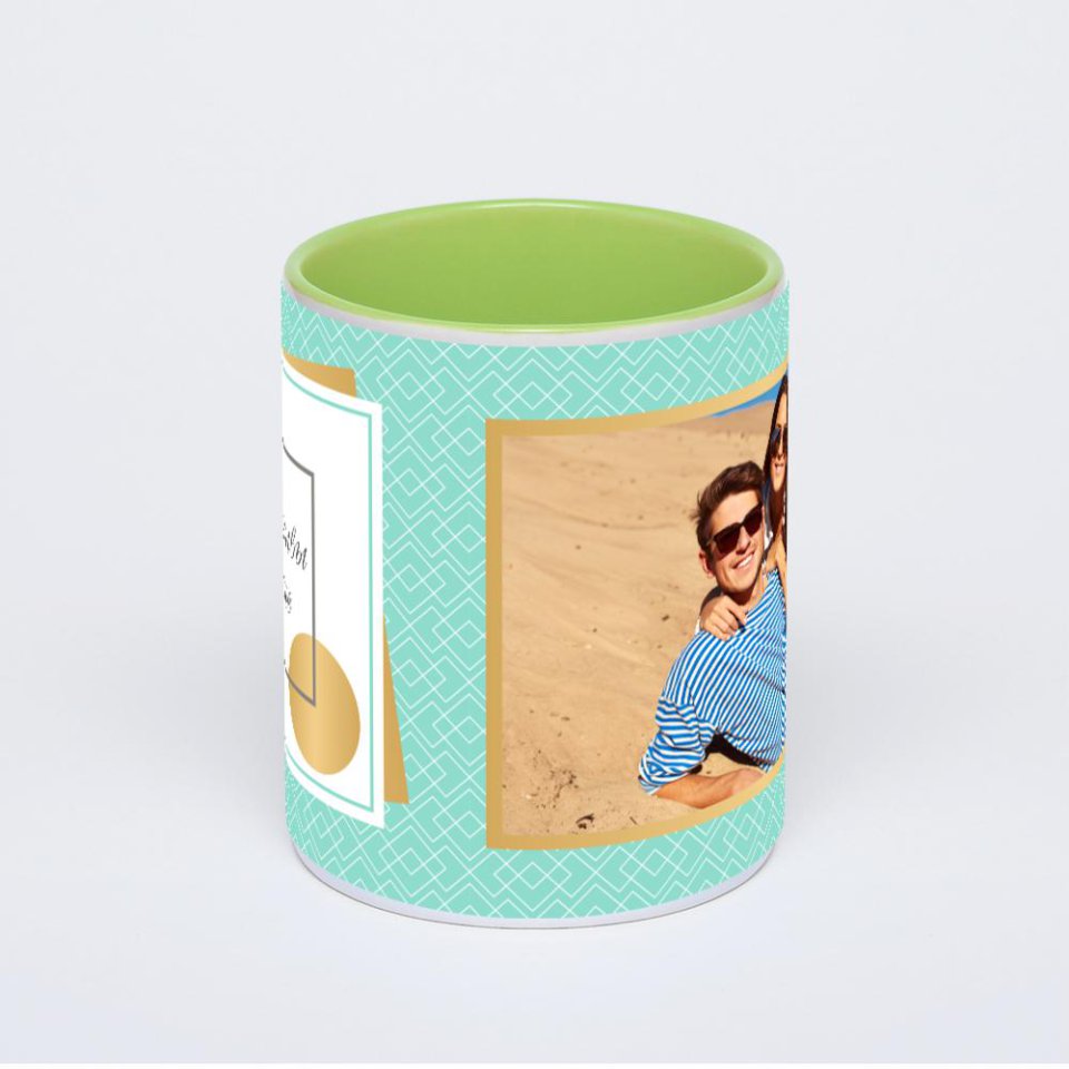 Салатовая кружка с фотопечатью