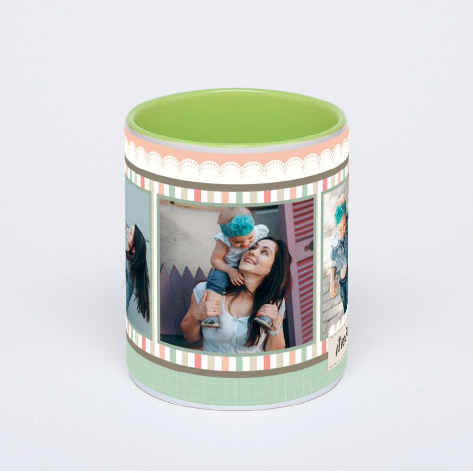 Салатовая кружка с фотопечатью