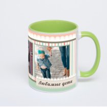 Салатовая кружка с фотопечатью