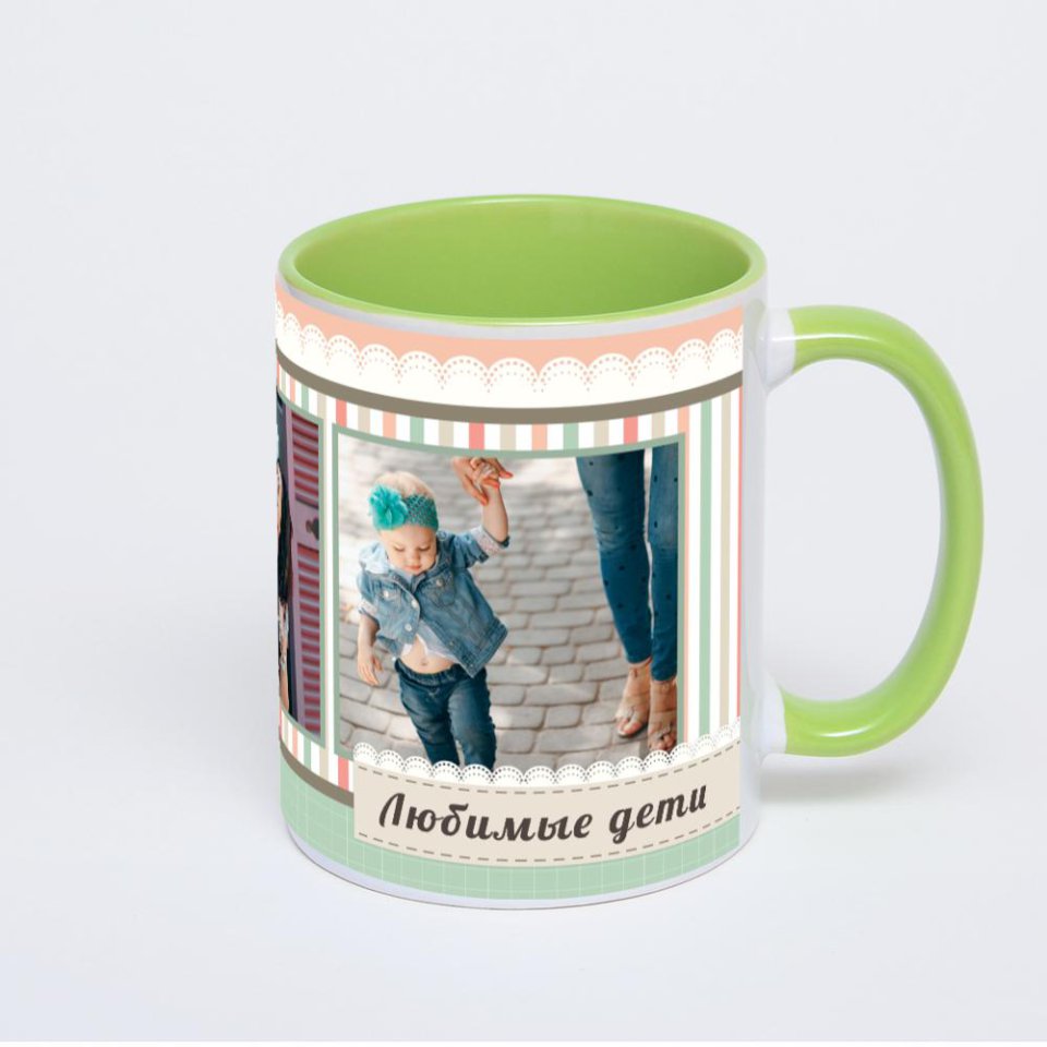 Салатовая кружка с фотопечатью